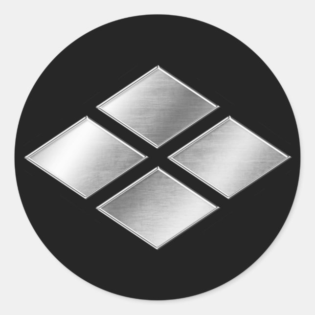 Takeda Clan Kamon Silver Chrome Classic Round Sticker (Front)