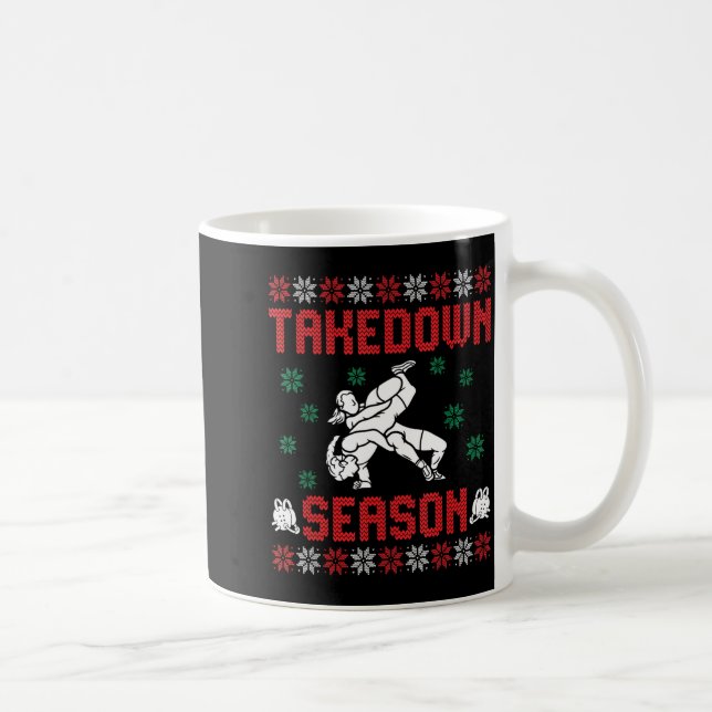 Takedown Season Girls Wrestling Ugly Sweater Chris Coffee Mug (Right)