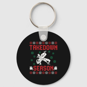 Takedown Season Girls Wrestling Ugly Sweater Chris Key Ring