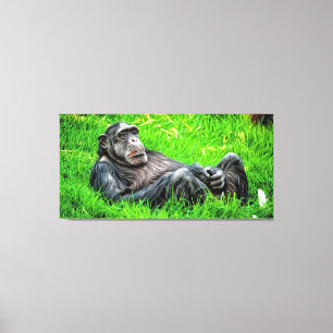Take'n It Easy Cool Chimp Unique Elegant Photo Art Canvas Print