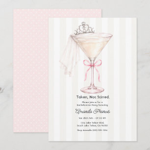 Taken Not Stirred Elegant Martini Bachelorette Invitation