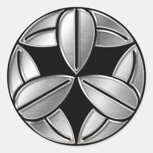 Takenaka Clan Kamon Silver Chrome Classic Round Sticker
