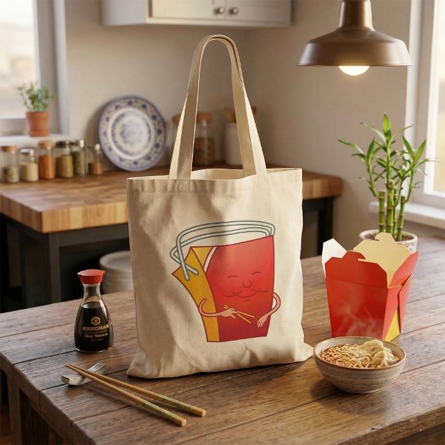 Takeout Box with Chopsticks Funny Asian Food Tote Bag (Creator Uploaded)