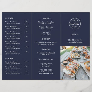 Takeout Navy Blue Restaurant Photo Takeaway Menu