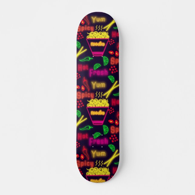 Takeout noodles neon skateboard (Front)