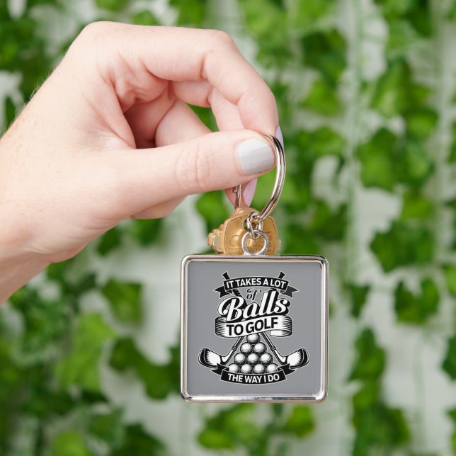 Takes A Lot Of Balls - funny golf Key Ring (Hand)