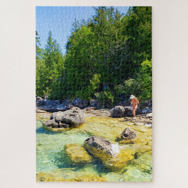 Taking a Dip -This is Flower Pot Island, Canada Jigsaw Puzzle (Vertical)