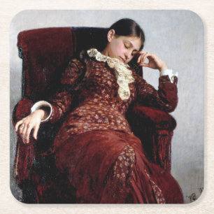 Taking a rest, Ilya Repin Square Paper Coaster