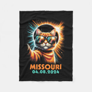 Taking A Selfie Total Solar Eclipse 2024 Missouri  Fleece Blanket