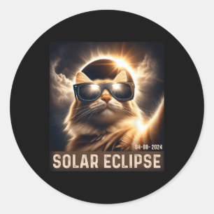 Taking A Selfie With Solar 2024 Eclipse Wearing Gl Classic Round Sticker