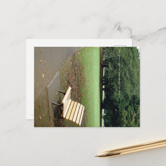 Taking a short break on a park bench. postcard (Front/Back In Situ)