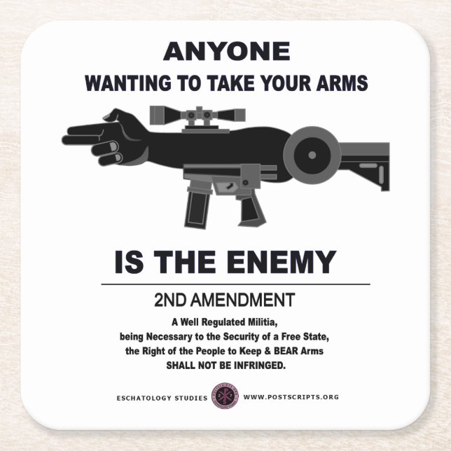 Taking Arms - 2nd Amendment Square Paper Coaster (Front)