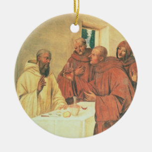 Taking Communion, from the Life of St. Benedict (f Ceramic Tree Decoration