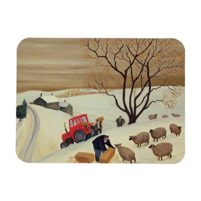 Taking Hay to the Sheep by Tractor Magnet (Horizontal)