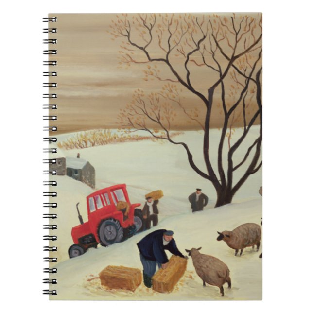 Taking Hay to the Sheep by Tractor Spiral Notebook (Front)
