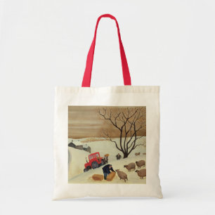 Taking Hay to the Sheep by Tractor Tote Bag