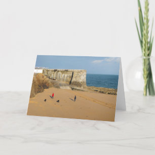 Taking the dogs for a walk holiday card