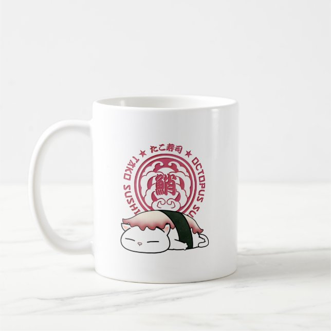Tako Octopus Sushi Cat Coffee Mug (Left)
