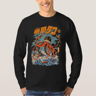 Tako Sushi Attack Octopus Kaiju SeaFood Squid Wave T-Shirt