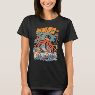 Tako Sushi Attack Octopus Kaiju SeaFood Squid Wave T-Shirt