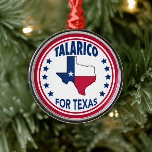 Talarico for Texas Red White Blue Christmas Metal Tree Decoration