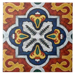Talavera 03 Red Yellow Blue Mediterranean Geo Tile