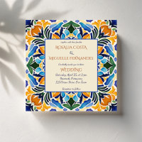 Talavera azulejo blue tile vintage Mexican wedding