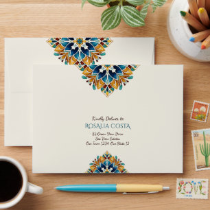 Talavera azulejo tile vintage Mexican wedding Envelope