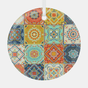 Talavera, Azulejos, Turkish mosaic wallpaper. Glass Tree Decoration