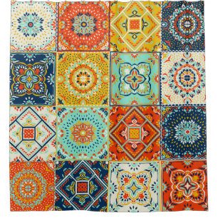 Talavera, Azulejos, Turkish mosaic wallpaper. Shower Curtain