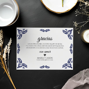 Talavera Black Floral Minimalist Spanish Wedding Thank You Card