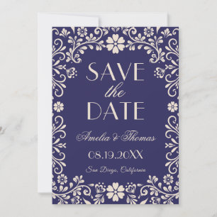 Talavera Blue Mexican Wedding  Save The Date