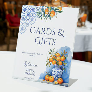 Talavera blue vase citrus bridal shower gifts pedestal sign