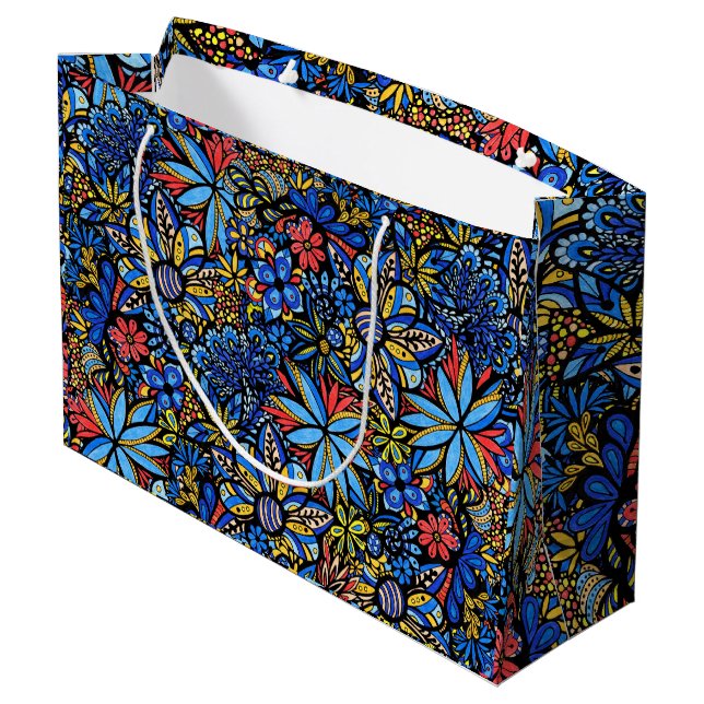 Talavera Bouquet Pattern Gift Bag (Back Angled)