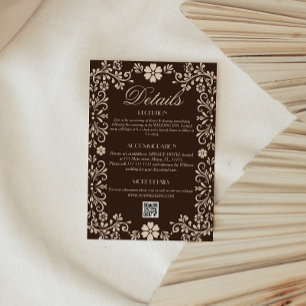 Talavera Espresso Brown Wedding Qr code Details Enclosure Card