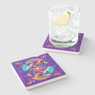 Talavera Fish Koi Poi Stone Coaster