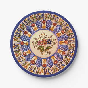 Talavera Flower Center Two Paper Plate