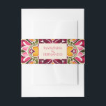 Talavera fuchsia tile vintage Mexican wedding Invitation Belly Band<br><div class="desc">Fuchsia pink orange colorful vintage Mexican talavera azulejo tiles wedding save the date invitation belly ban,  handwriting casual font colorful magenta tiles wedding invitation suite wedding invitation belly band</div>