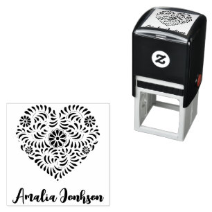 Talavera heart self-inking stamp