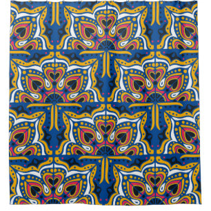 Talavera Indian Mosaic: Ceramic Seamless. Shower Curtain