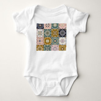 Talavera Indian: Patchwork, Ethnic Mosaic. Baby Bodysuit