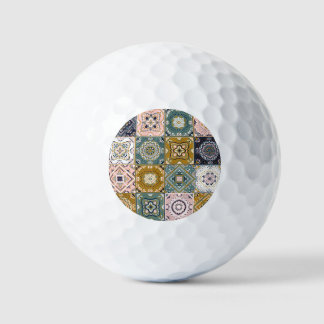Talavera Indian: Patchwork, Ethnic Mosaic. Golf Balls