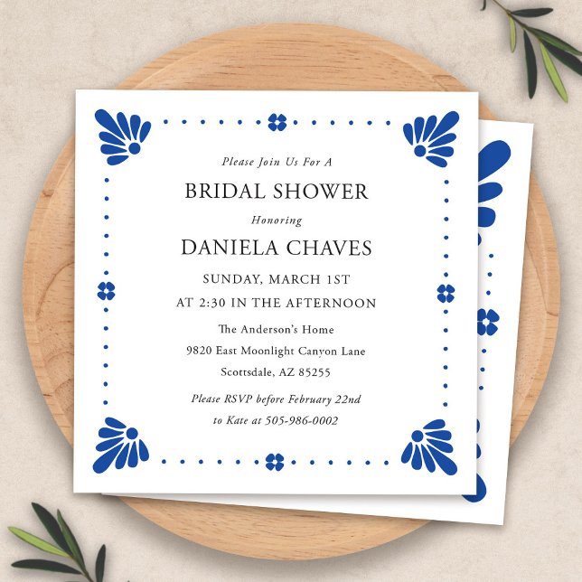 Talavera Mexican Bridal Shower Invitation (Talavera Mexican Bridal Shower Invitation by Fiesta Valley Print)