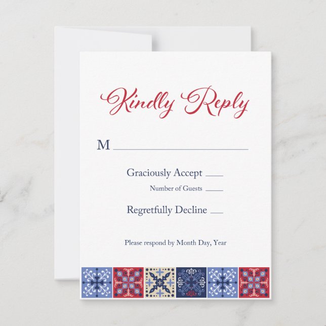 Talavera Mexican Tile RSVP Card (Front)