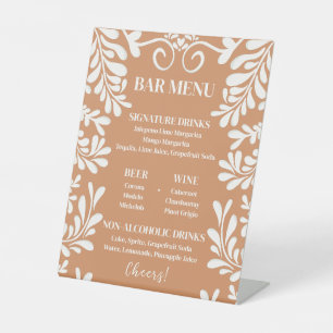 Talavera Mexican Wedding Bar Menu Pedestal Sign