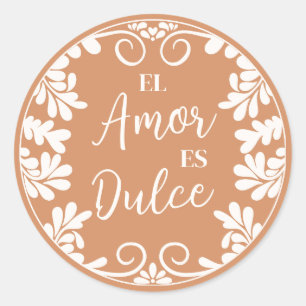 Talavera Mexican Wedding El Amor Es Dulce Cupcake  Classic Round Sticker