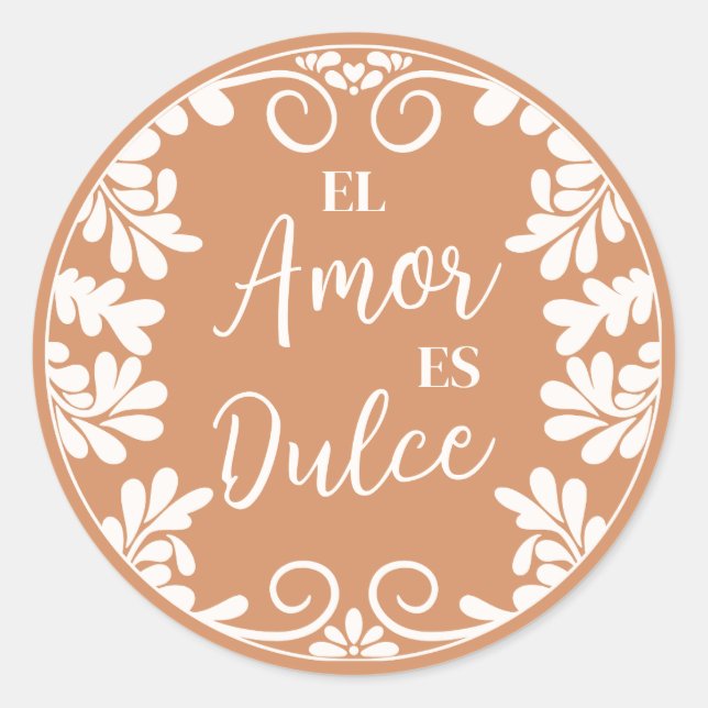 Talavera Mexican Wedding El Amor Es Dulce Cupcake  Classic Round Sticker (Front)