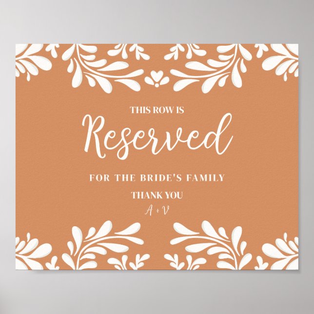 Talavera Mexican Wedding Reserved Chair Sign (Front)