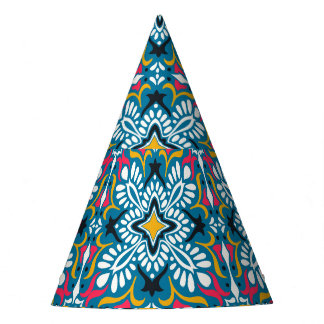 Talavera Mosaic: Multicultural Seamless Wallpaper. Party Hat