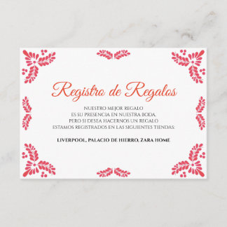 Talavera Orange Floral Minimalist Spanish Wedding Enclosure Card